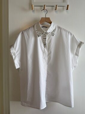 Zara: Jeweled Collar Button Down